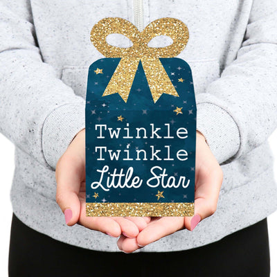 Twinkle Twinkle Little Star - Square Favor Gift Boxes - Baby Shower or Birthday Party Bow Boxes - Set of 12