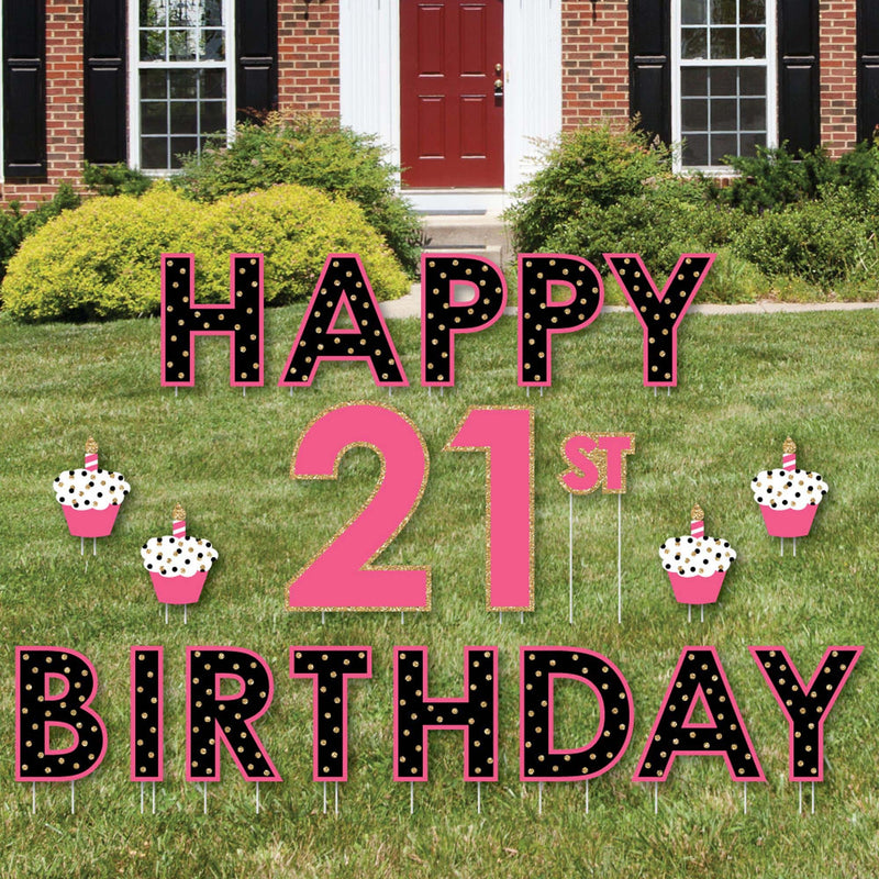 Finally 21 Girl - Yard Sign Outdoor Lawn Decorations - Happy 21st Birthday Yard Signs