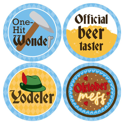 Oktoberfest - German Beer Festival Funny Name Tags - Party Badges Sticker Set of 12