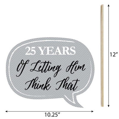 Funny We Still Do - 25th Wedding Anniversary - 10 Piece Anniversary Party Photo Booth Props Kit