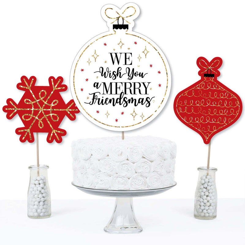 Red and Gold Friendsmas - Friends Christmas Party Centerpiece Sticks - Table Toppers - Set of 15