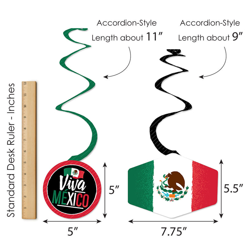 Viva Mexico - Mexican Independence Day Party Hanging Decor - Party Decoration Swirls - Set of 40