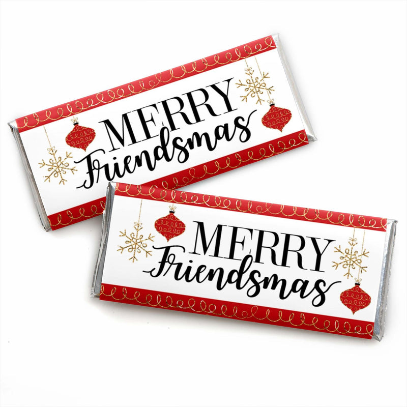 Red and Gold Friendsmas - Candy Bar Wrappers Friends Christmas Favors - Set of 24