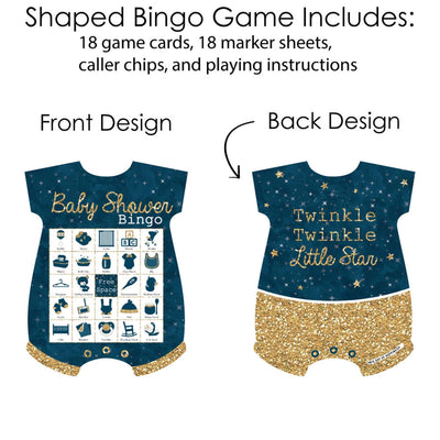 Twinkle Twinkle Little Star - Picture Bingo Cards and Markers - Baby Shower Shaped Bingo Game - Set of 18