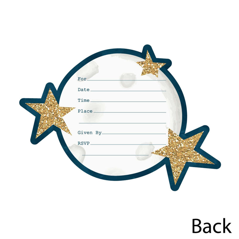 Twinkle Twinkle Little Star - Shaped Fill-In Invitations - Baby Shower or Birthday Party Invitation Cards with Envelopes - Set of 12