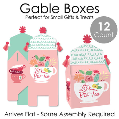 Floral Let's Par-Tea - Treat Box Party Favors - Garden Tea Party Goodie Gable Boxes - Set of 12