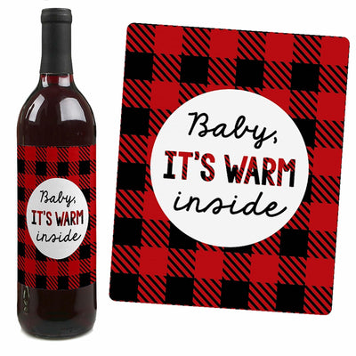 Prancing Plaid - Christmas and Holiday Buffalo Plaid Party Decorations for Women and Men - Wine Bottle Label Stickers - Set of 4