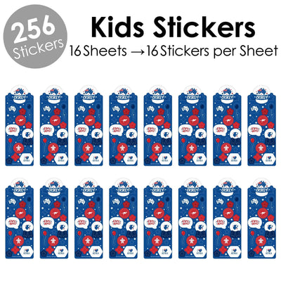 Australia Day - G'Day Mate Aussie Party Favor Kids Stickers - 16 Sheets - 256 Stickers