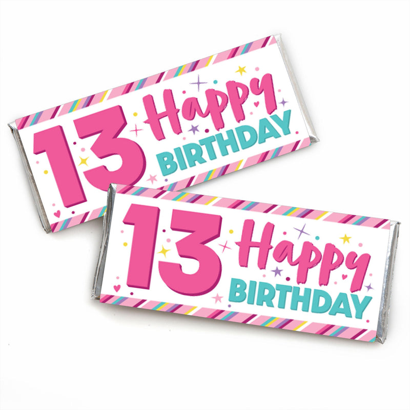 Girl 13th Birthday - Candy Bar Wrapper Official Teenager Birthday Party Favors - Set of 24