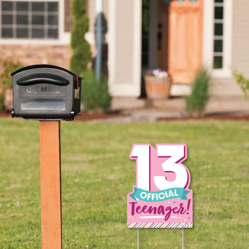 Girl 13th Birthday - Outdoor Lawn Sign - Official Teenager Birthday Party Yard Sign - 1 Piece