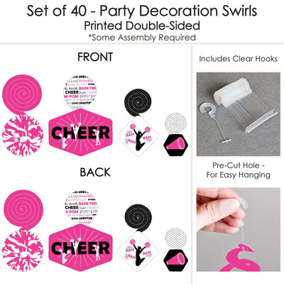 We've Got Spirit - Cheerleading - Birthday Party or Cheerleader Party Hanging Decor - Party Decoration Swirls - Set of 40