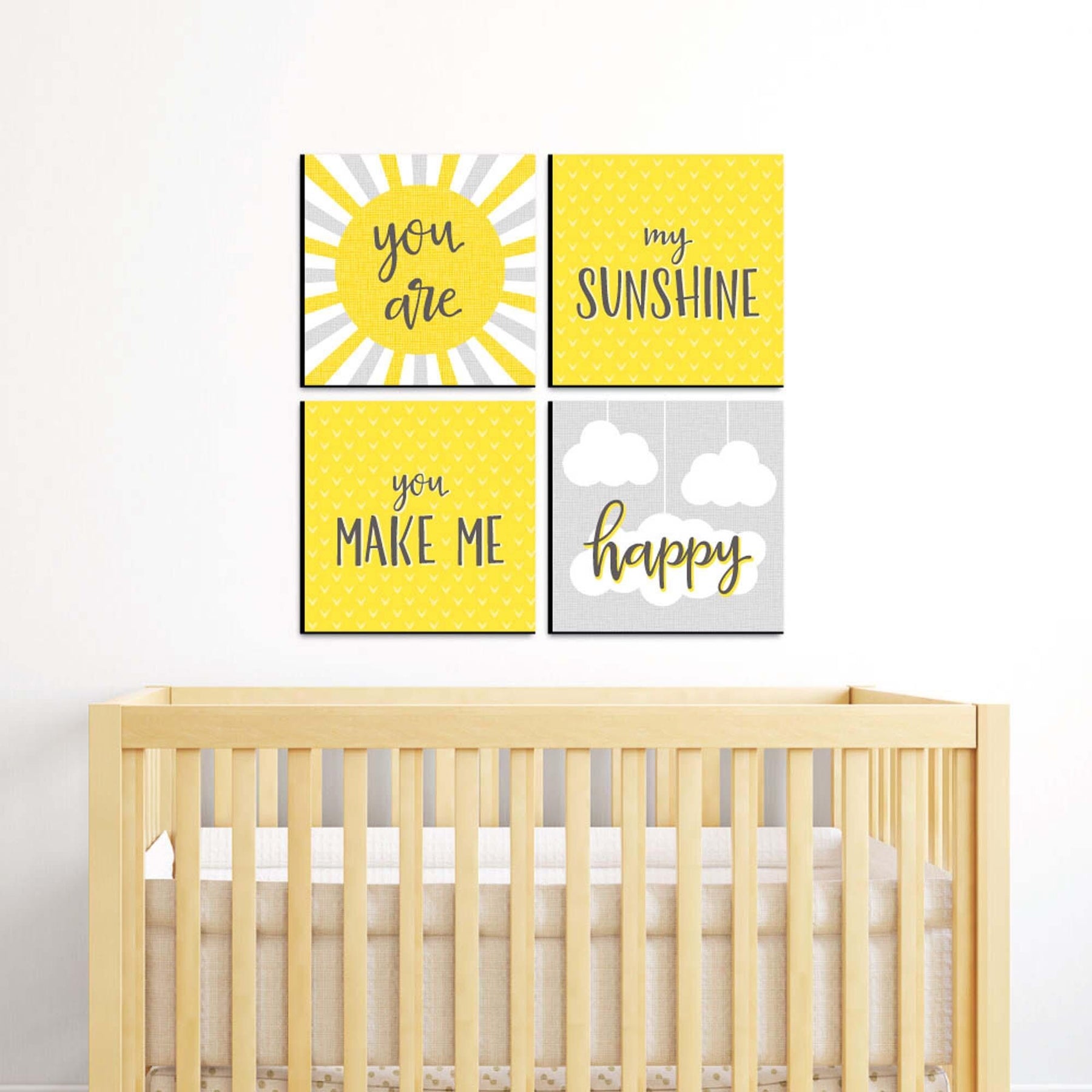 Big Dot of Happiness Hello Little One - Yellow and Gray - Baby Girl or Boy Nursery Wall Art and Kids Room Decorations - Gift