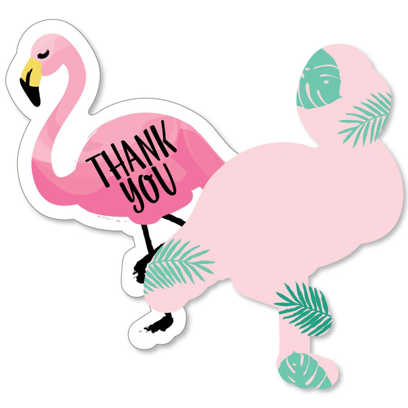 Pink Flamingo - Party Like a Pineapple - Shaped Thank You Cards - Baby Shower or Birthday Party Thank You Note Cards with Envelopes - Set of 12