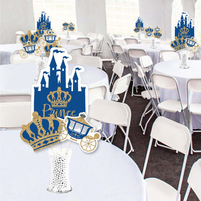 Royal Prince Charming - Baby Shower or Birthday Party Centerpiece Sticks - Showstopper Table Toppers - 35 Pieces