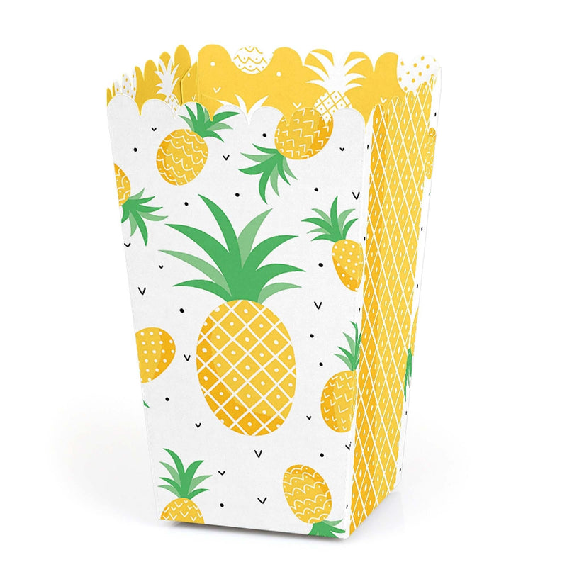 Tropical Pineapple - Summer Party Favor Popcorn Treat Boxes - Set of 12