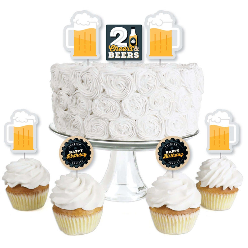 Cheers and Beers to 21 Years - Dessert Cupcake Toppers - 21st Birthday Party Clear Treat Picks - Set of 24