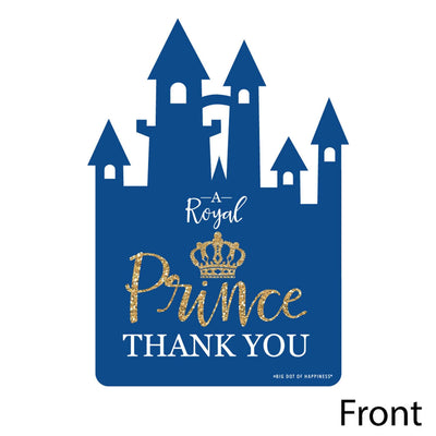 Royal Prince Charming - Shaped Thank You Cards - Baby Shower or Birthday Party Thank You Note Cards with Envelopes - Set of 12