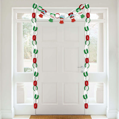 Merry Little Christmas Tree - 90 Chain Links and 30 Paper Tassels Decoration Kit - Red Truck and Car Christmas Party Paper Chains Garland - 21 feet