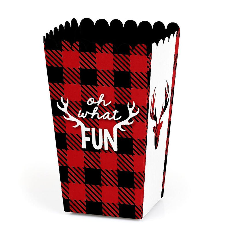 Prancing Plaid - Christmas and Holiday Buffalo Plaid Party Favor Popcorn Treat Boxes - Set of 12