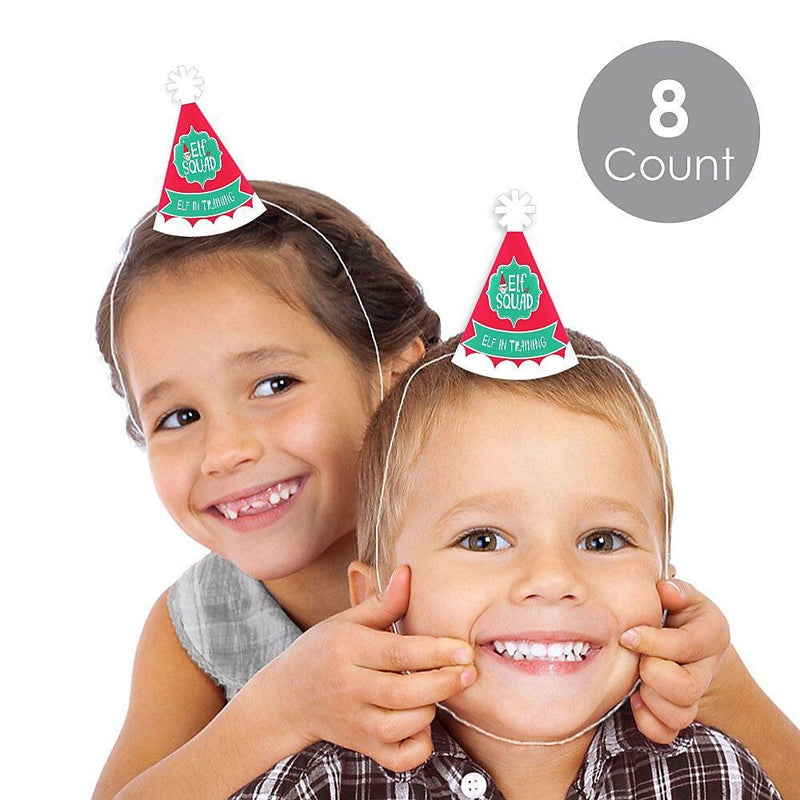 Elf Squad - Mini Cone Kids Elf Christmas and Birthday Party Hats - Small Little Party Hats - Set of 8