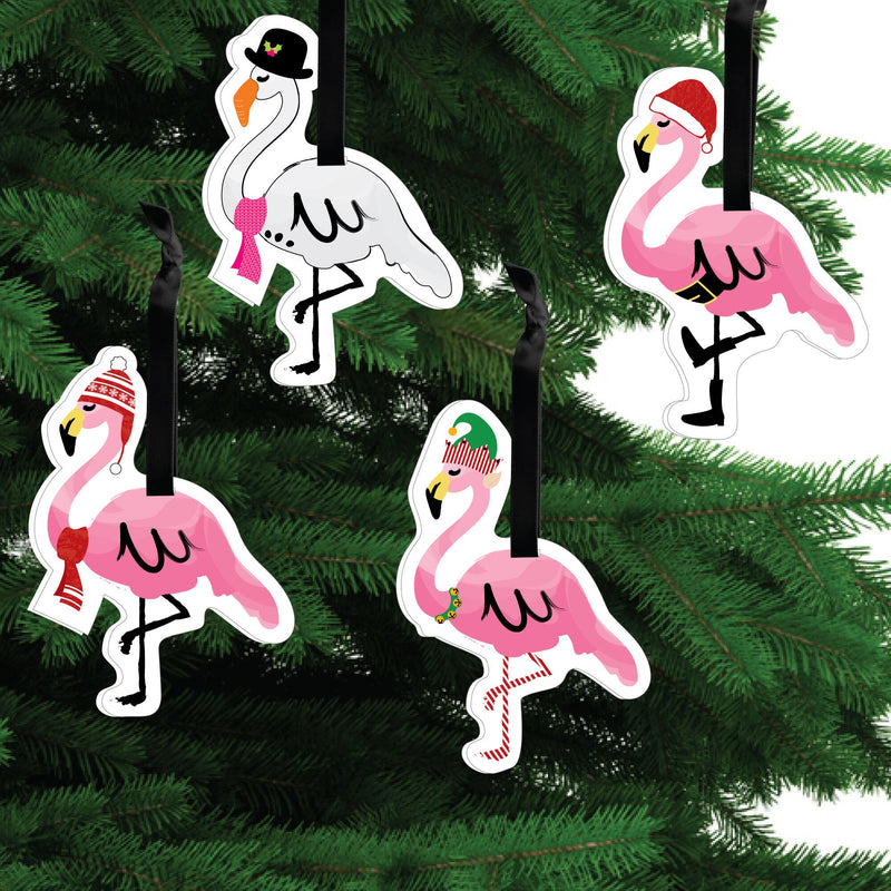 Flamingle Bells - Tropical Christmas Party Decorations - Christmas Tree Ornaments - Set of 12