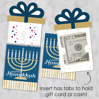 Happy Hanukkah - Chanukah Holiday Party Money and Gift Card Sleeves - Nifty Gifty Card Holders - Set of 8