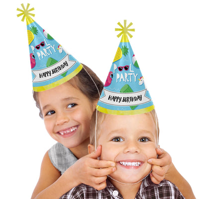 Make a Splash - Pool Party - Cone Happy Birthday Party Hats for Kids and Adults - Set of 8 (Standard Size)