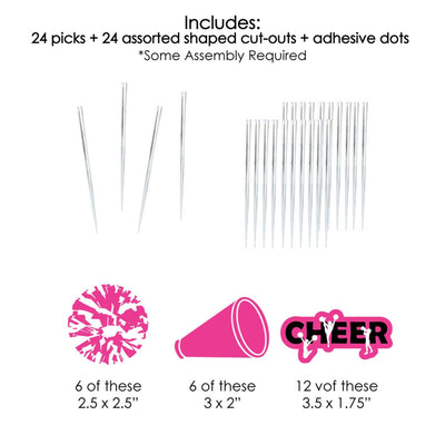 We've Got Spirit - Cheerleading - Dessert Cupcake Toppers - Birthday Party or Cheerleader Party Clear Treat Picks - Set of 24