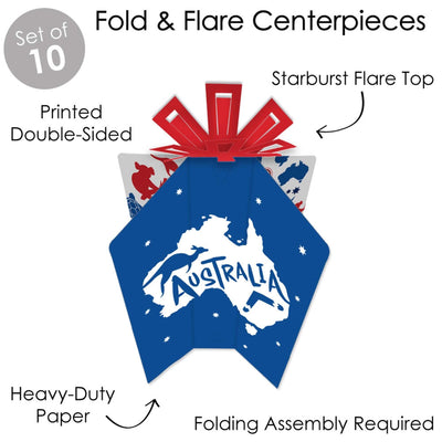 Australia Day - Table Decorations - G'Day Mate Aussie Party Fold and Flare Centerpieces - 10 Count