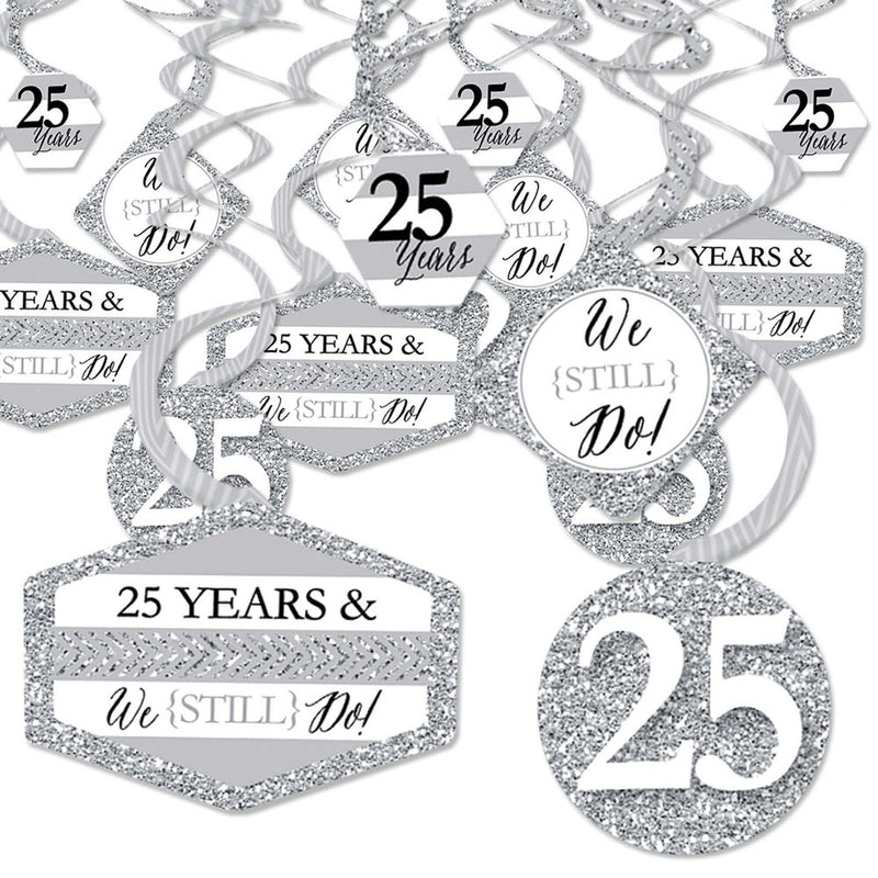 We Still Do - 25th Wedding Anniversary - Anniversary Party Hanging Decor - Party Decoration Swirls - Set of 40