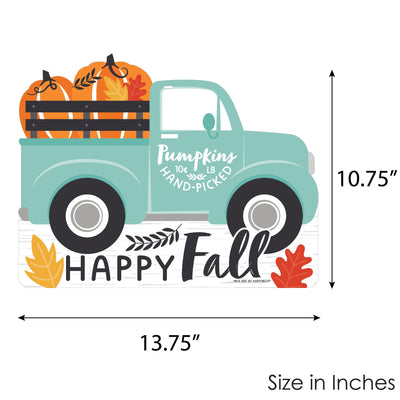 Happy Fall Truck - Hanging Porch Harvest Pumpkin Party Outdoor Decorations - Front Door Decor - 1 Piece Sign