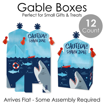 Shark Zone - Treat Box Party Favors - Jawsome Shark Party or Birthday Party Goodie Gable Boxes - Set of 12