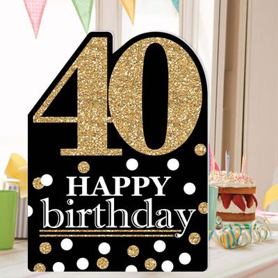 Adult 40th Birthday - Gold - Happy Birthday Giant Greeting Card - Big Shaped Jumborific Card - 16.5 x 22 inches