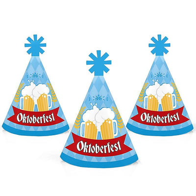 Oktoberfest - Mini Cone German Beer Festival Party Hats - Small Little Party Hats - Set of 8