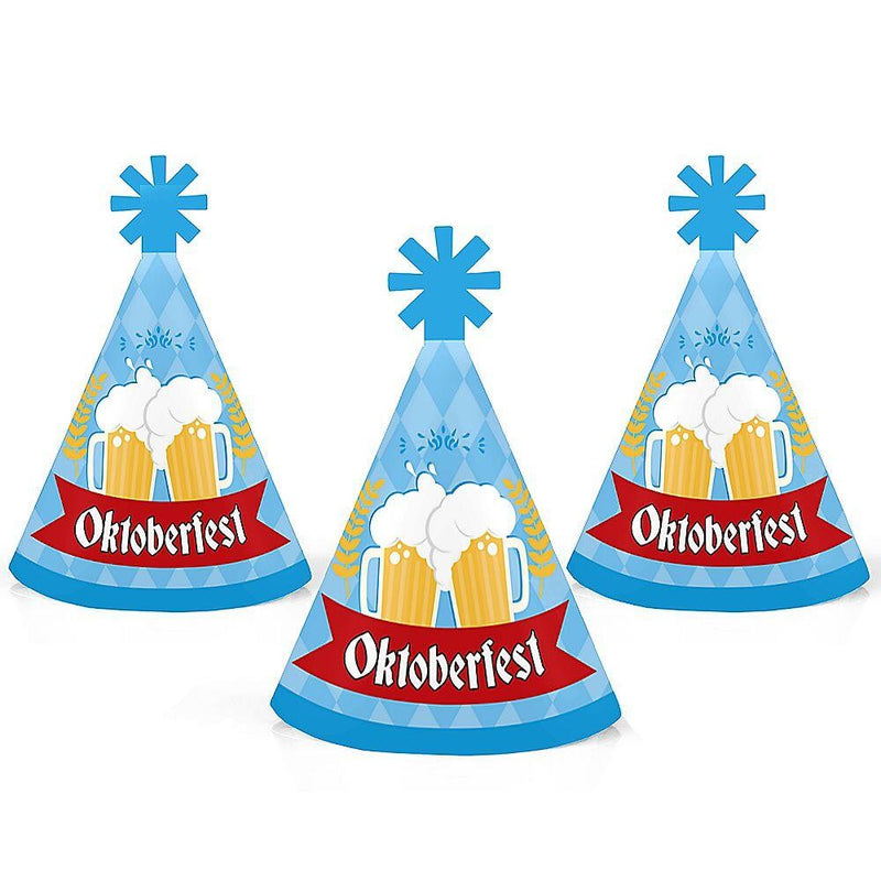 Oktoberfest - Mini Cone German Beer Festival Party Hats - Small Little Party Hats - Set of 8