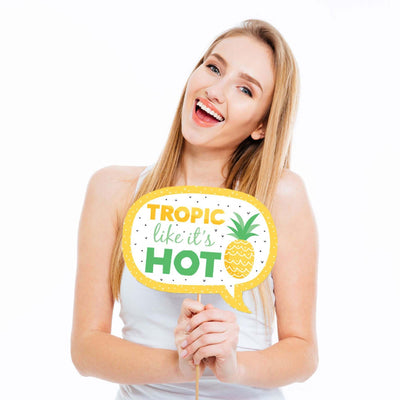 Funny Tropical Pineapple - 10 Piece Summer Party Photo Booth Props Kit