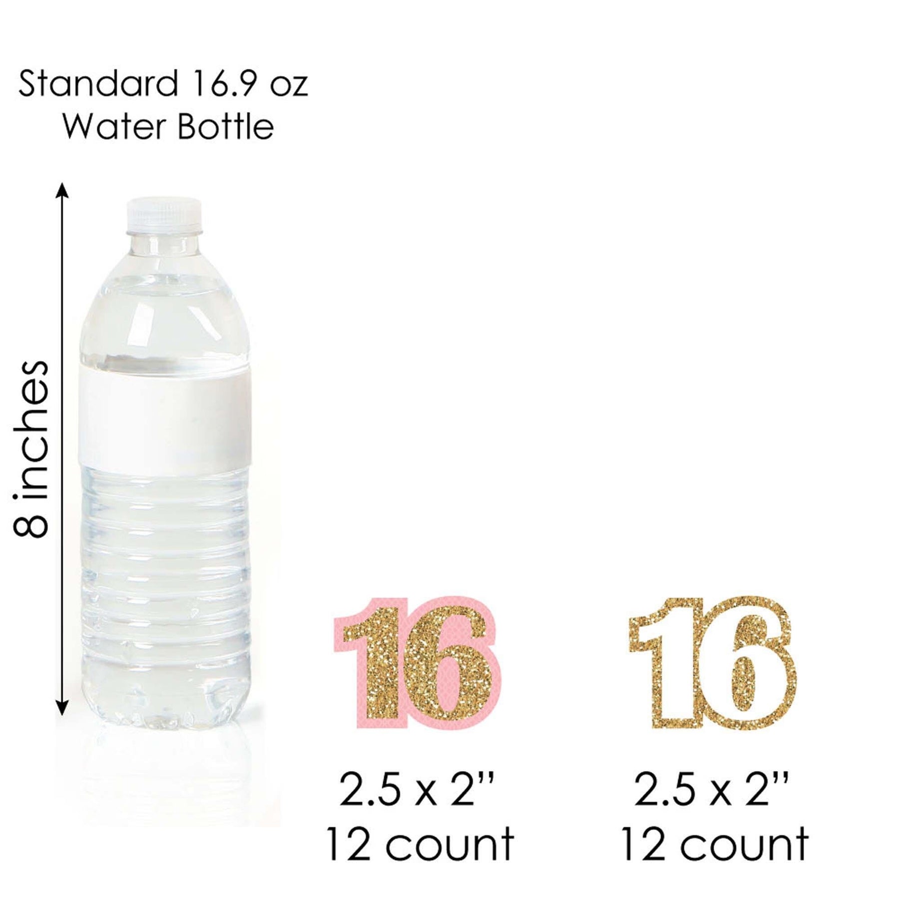 Paris Water Bottle Wrappers for Sweet 16, Bridal Shower, Birthday  30th-40th-50th-60th set of 12 