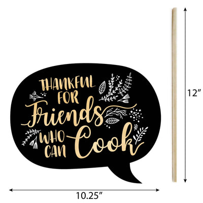 Funny Elegant Thankful for Friends - 10 Piece Friendsgiving Photo Booth Props Kit