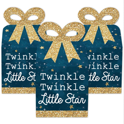 Twinkle Twinkle Little Star - Square Favor Gift Boxes - Baby Shower or Birthday Party Bow Boxes - Set of 12