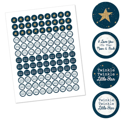 Twinkle Twinkle Little Star - Round Candy Labels Party Favors - Fits Hershey's Kisses - 108 ct