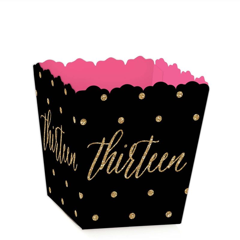 Chic 13th Birthday - Pink, Black and Gold - Party Mini Favor Boxes - Birthday Party Treat Candy Boxes - Set of 12