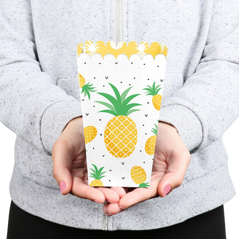 Tropical Pineapple - Summer Party Favor Popcorn Treat Boxes - Set of 12