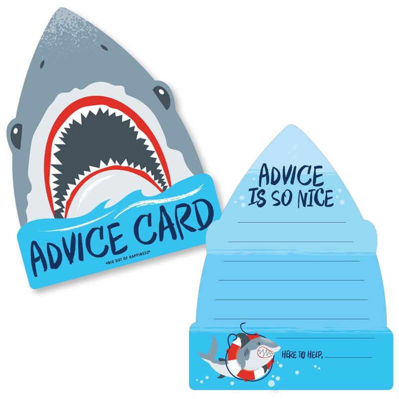 Shark Zone - Wish Card Jawsome Shark Baby Shower Activities - Shaped Advice Cards Game - Set of 20