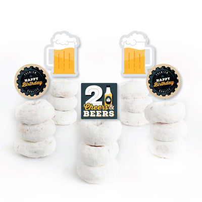 Cheers and Beers to 21 Years - Dessert Cupcake Toppers - 21st Birthday Party Clear Treat Picks - Set of 24