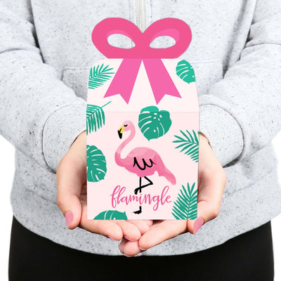 Pink Flamingo - Party Like a Pineapple - Square Favor Gift Boxes - Tropical Summer Party Bow Boxes - Set of 12