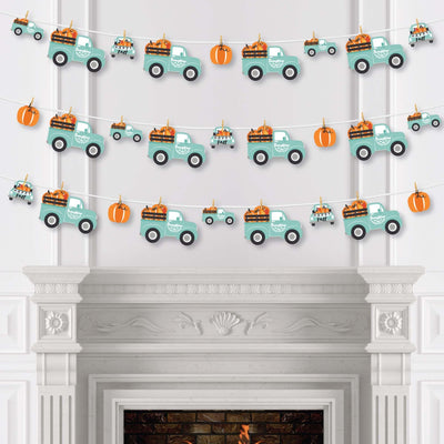 Happy Fall Truck - Harvest Pumpkin Party DIY Decorations - Clothespin Garland Banner - 44 Pieces