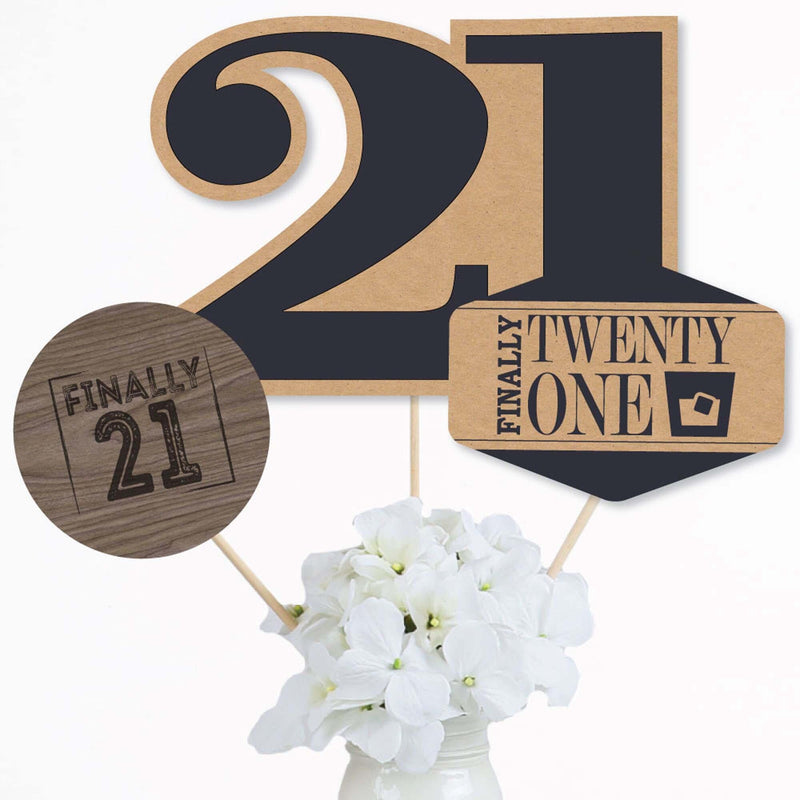 Finally 21 - 21st Birthday Party Centerpiece Sticks - Table Toppers - Set of 15