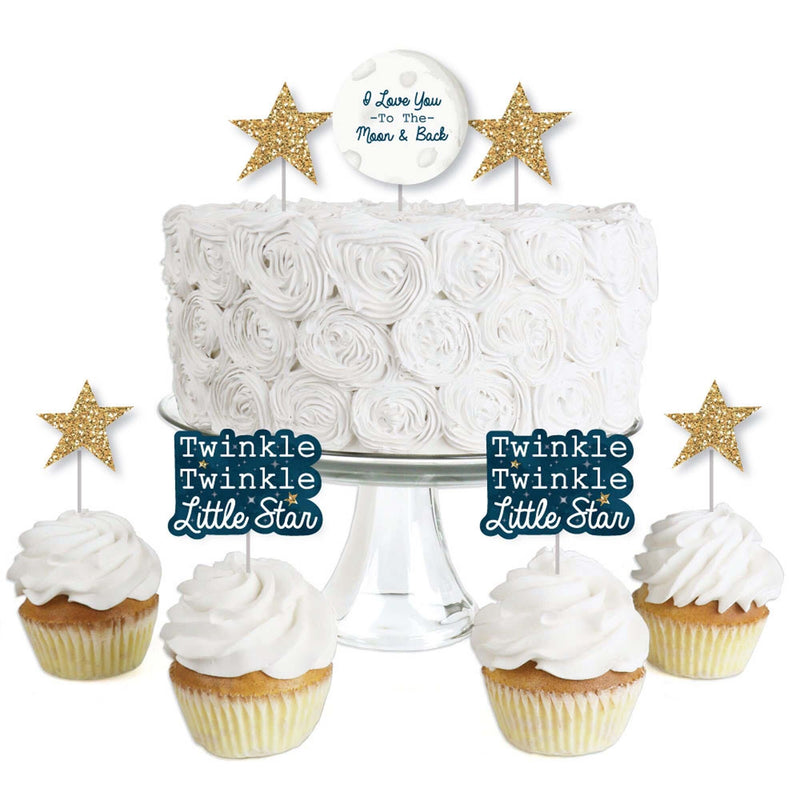 Twinkle Twinkle Little Star - Dessert Cupcake Toppers - Baby Shower or Birthday Party Clear Treat Picks - Set of 24