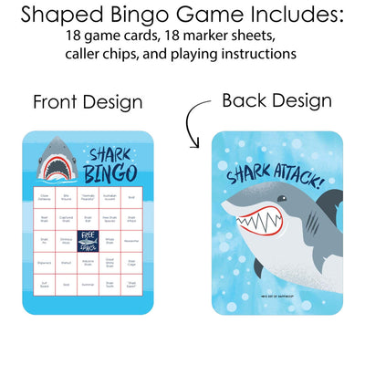 Shark Zone - Bingo Cards and Markers - Jawsome Shark Party or Birthday Party Bingo Game - Set of 18