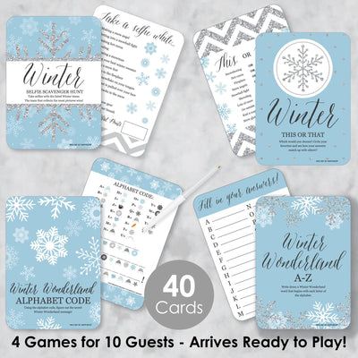 Winter Wonderland - 4 Snowflake Holiday Party and Winter Wedding Games - 10 Cards Each - Gamerific Bundle